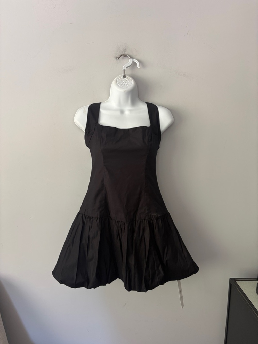 Reformation Babette Black Bubble Hem Halter Mini Dress - Picture 2 of 13